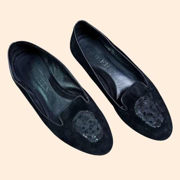 Alexander McQueen Skull Suede Loafers - Picture 1 of 11